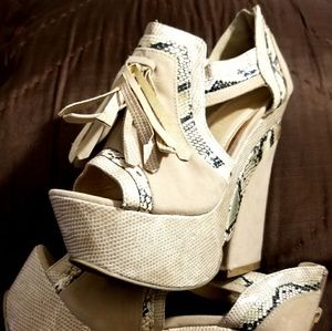 Leather & snake-skin platform